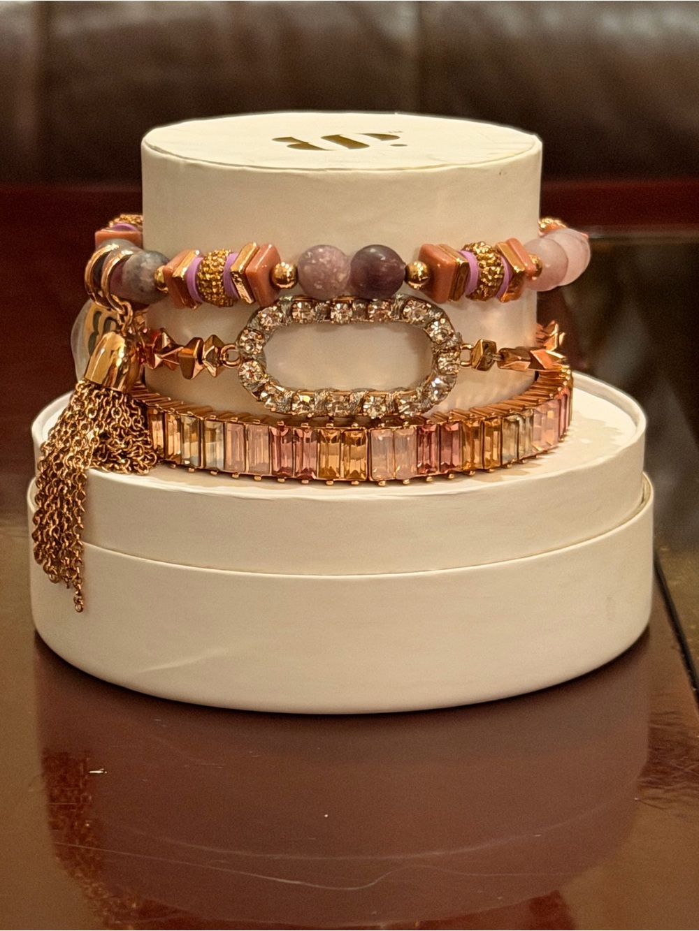 Bomb Party NWT! “Pretty in Pink”Rose Gold and Pink Crystal